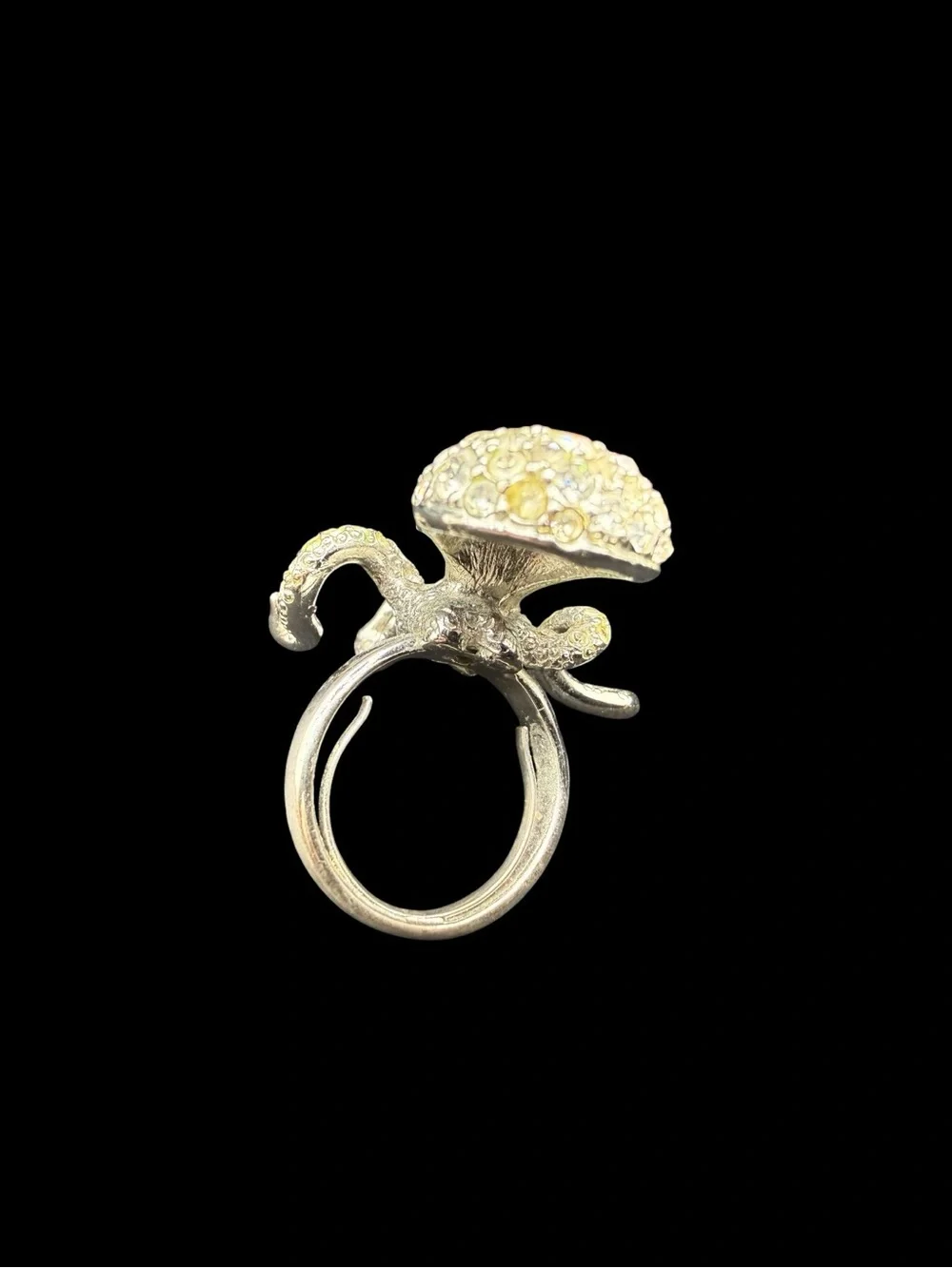 Chicos Crystal Octopus Ring - Sparkling Silver Tone